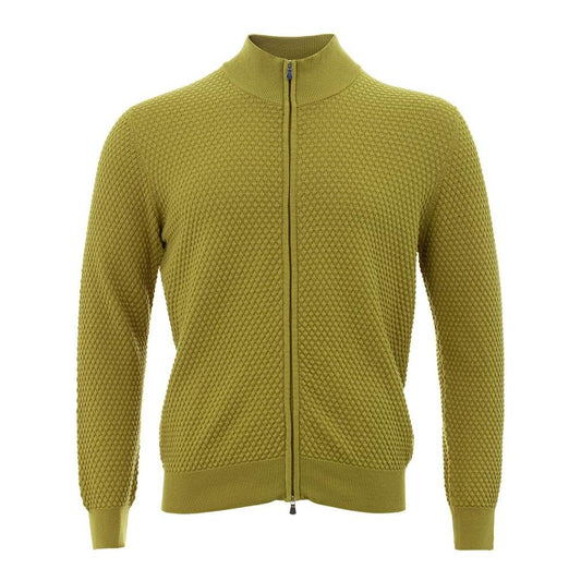 Gran Sasso Elegant Yellow Cotton Cardigan for Men Gran Sasso Olive Drab