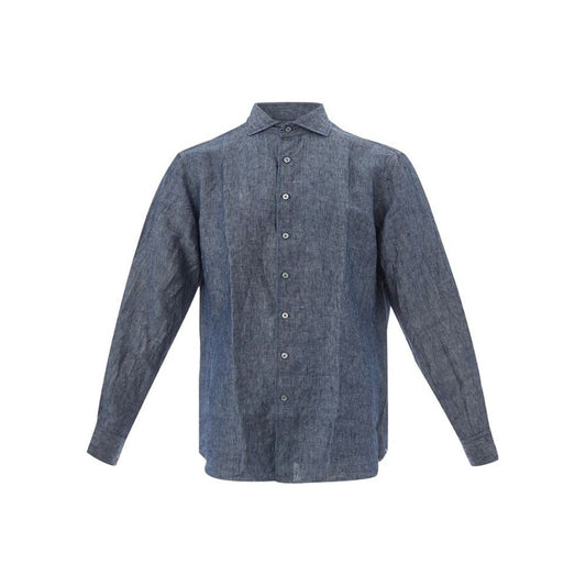 Lardini Elegant Flax Blue Shirt for Men Lardini Dim Gray