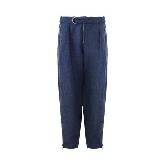 Emporio Armani Elegant Linen Blue Trousers for Men Emporio Armani Dark Slate Gray
