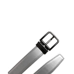 Dolce & Gabbana Silver Leather Classic Metal Logo Buckle Belt