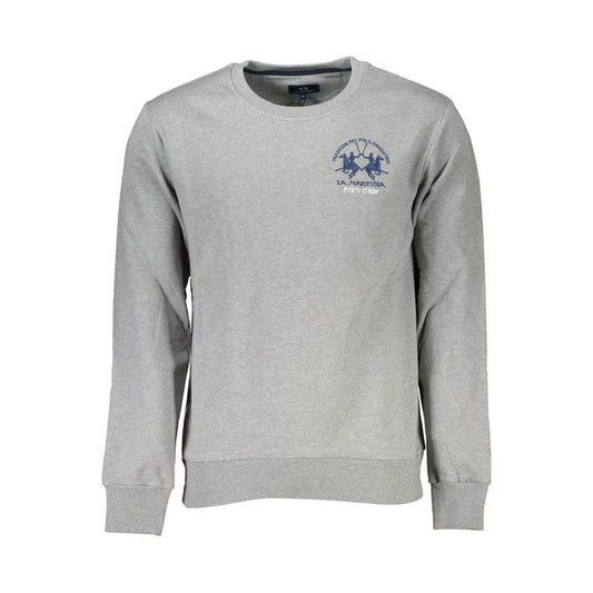 La Martina Chic Gray Crew Neck Cotton Sweatshirt La Martina Dark Gray