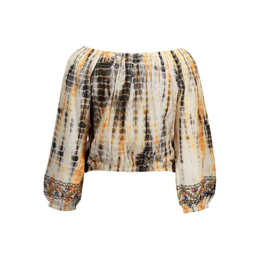 Desigual Beige Cotton Women Top Desigual Tan
