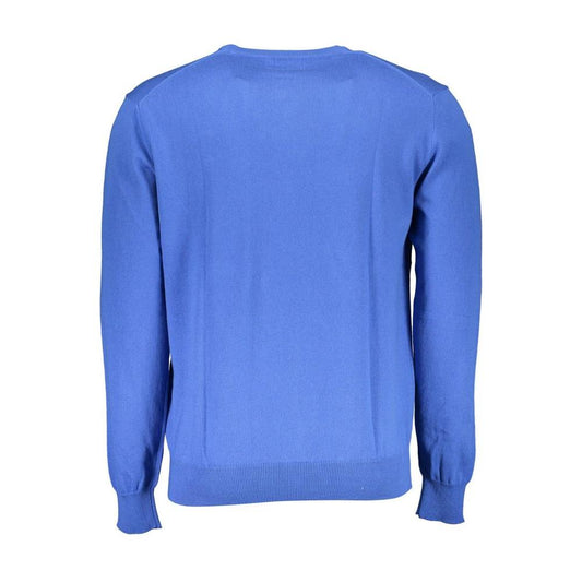 La Martina Blue Cotton Men Sweater La Martina Cornflower Blue