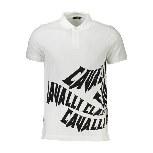 Cavalli Class White Cotton Men Polo Cavalli Class Light Gray