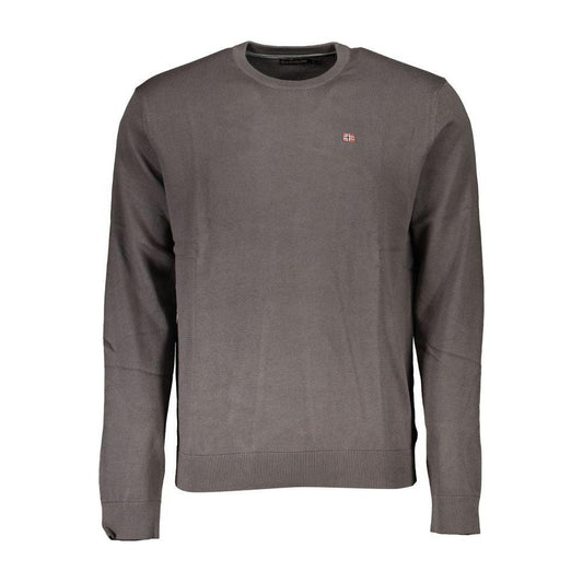 Napapijri Gray Cotton Men Sweater Napapijri Dim Gray