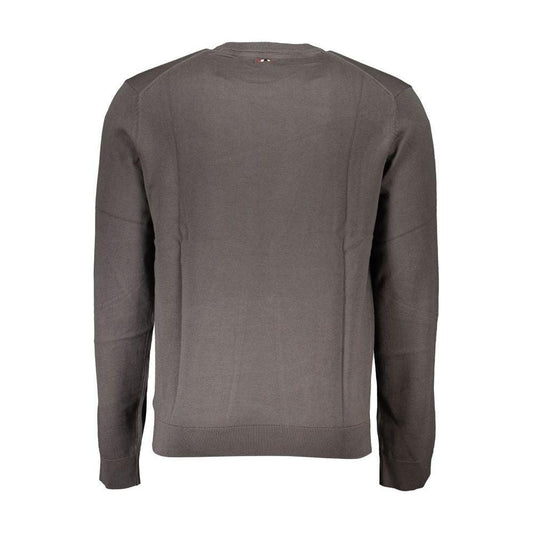 Napapijri Gray Cotton Men Sweater Napapijri Dim Gray