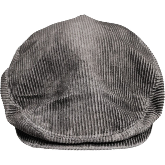Dolce & Gabbana Dolce & Gabbana Gray Cotton Newsboy Capello Cabbie Hat HAT9684-57 1728,57 cm|S,67345645728,Accessories,Dolce & Gabbana,Gray,Hats & Caps - Men - Accessories,Material: 100% Cotton,Men,Men - Accessories,Preowned / Defect