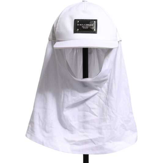 Dolce & Gabbana Dolce & Gabbana White Cotton DG Logo Plaque Baseball Balaclava Cap HAT9840-58 1728,58 cm|M,67345645728,Accessories,Dolce & Gabbana,Hats & Caps - Men - Accessories,Material: 100% Cotton,Men,Men - Accessories,New with tags,White