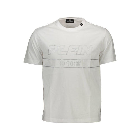 Plein Sport White Cotton Men T-Shirt Plein Sport Light Gray