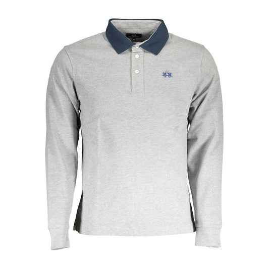 La Martina Gray Cotton Men Polo Shirt La Martina Light Gray