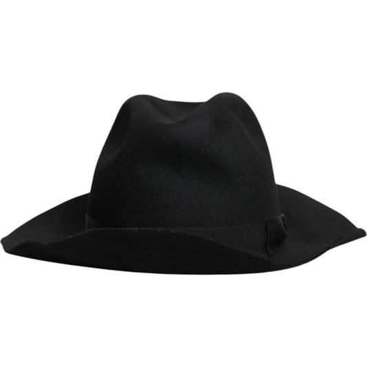 Dolce & Gabbana Black Wide Brim Trilby Fedora Hat Dolce & Gabbana Black