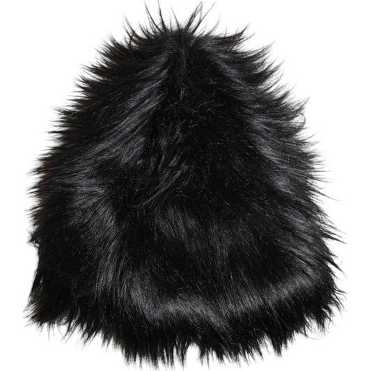 Dolce & Gabbana Black Acrylic Fur Womens Bucket Hat Dolce & Gabbana Black