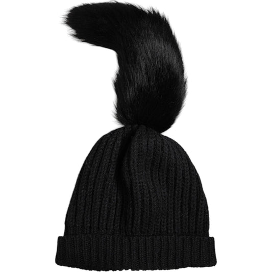 Dolce & Gabbana Dolce & Gabbana Black Acrylic Knitted Fur Winter Beanie Hat HAT9802 1728,67345645728,Accessories,Black,Dolce & Gabbana,Hat - Women - Accessories,Material: 45% Acrylic 37% Alpaca 18% Wool,New with tags,Women,Women - Accessories