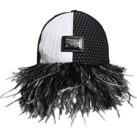 Dolce & Gabbana Dolce & Gabbana White Black Polka Dot Feathers Baseball Cap HAT9831-56 1728,56 cm|XS,67345645728,Accessories,Black/White,Dolce & Gabbana,Hat - Women - Accessories,Material: 47% Silk 19% Cotton 12% Polyester 8% Acetate 7% Virgin Wool 4% Ost