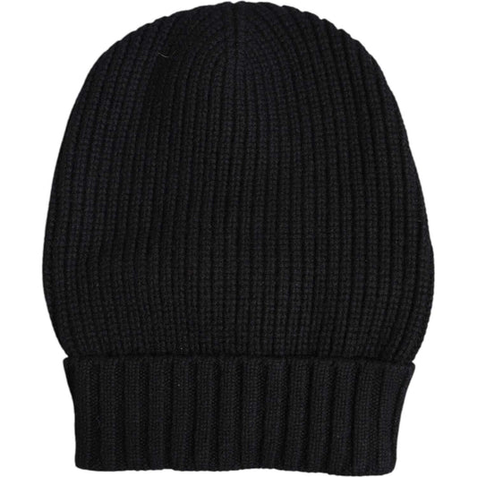 Dolce & Gabbana Black Cashmere Knitted Winter Beanie Hat Dolce & Gabbana Black