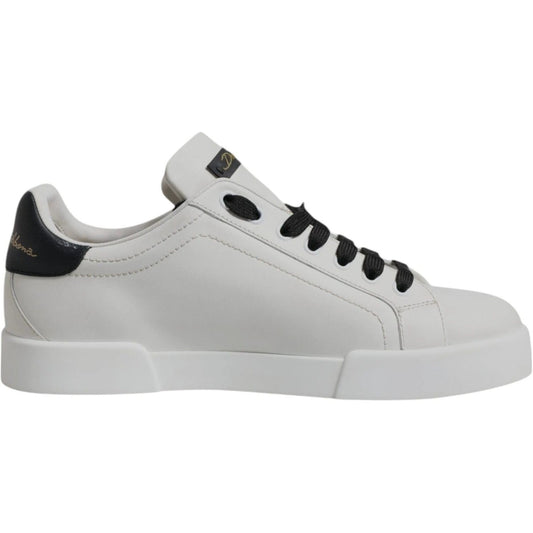 Dolce & Gabbana White Leather DG Logo Low Top Sneakers Shoes Dolce & Gabbana Gray