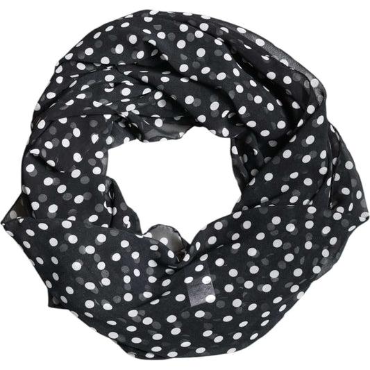 Dolce & Gabbana Black Polka Dots Polyester Wrap Shawl Scarf Dolce & Gabbana Dark Slate Gray