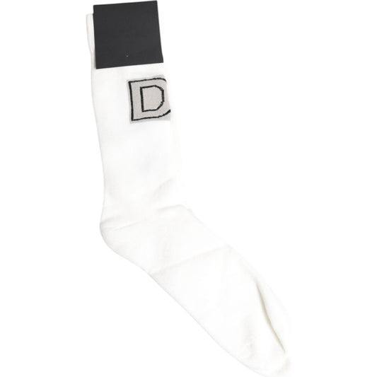 Dolce & Gabbana Dolce & Gabbana White Stretch OR VINCIT OMNIA Mid Calf Socks SCS2198-M 1728,67345645728,Accessories,Dolce & Gabbana,M,Men,Men - Accessories,New with tags,Socks - Men - Accessories,White