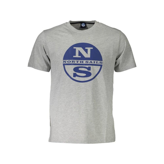 North Sails Gray Cotton Men T-Shirt North Sails Dark Gray