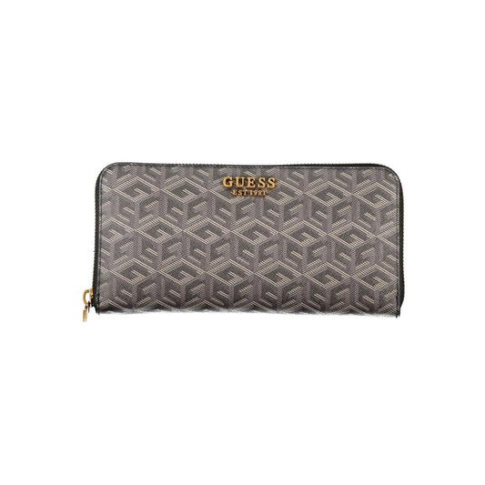 Guess Jeans Elegant Black Polyethylene Wallet with Multiple Compartments Guess Jeans Dim Gray
