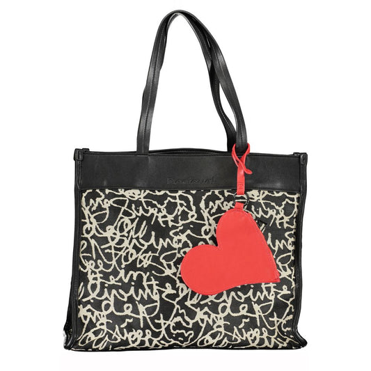 Desigual Black Polyester Handbag Desigual Tan