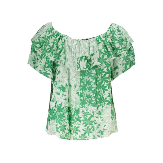 Desigual Green Boho Chic Patterned Tee with Logo Desigual Gray
