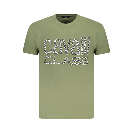 Cavalli Class Green Cotton Men T-Shirt Cavalli Class Dark Sea Green