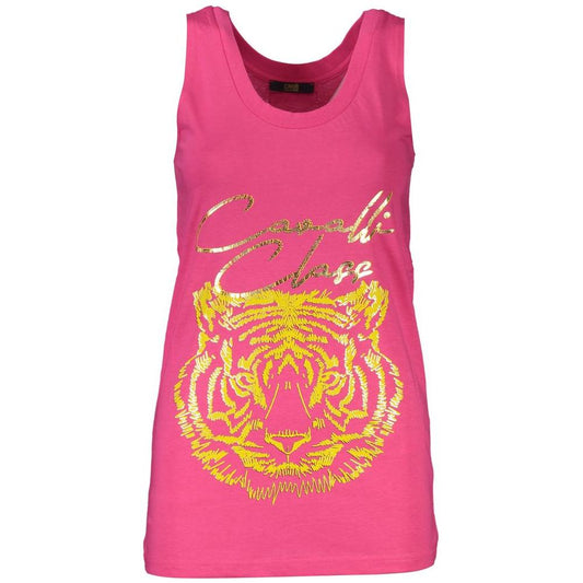 Cavalli Class Pink Cotton Women Top Cavalli Class Pale Violet Red