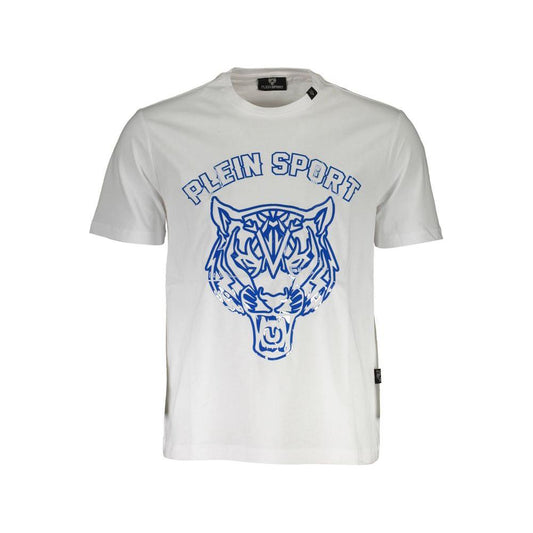 Plein Sport White Cotton Men T-Shirt Plein Sport Light Gray