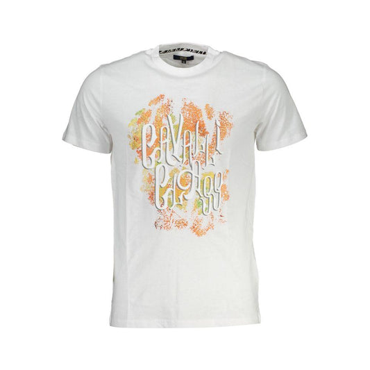 Cavalli Class White Cotton T-Shirt Cavalli Class Light Gray