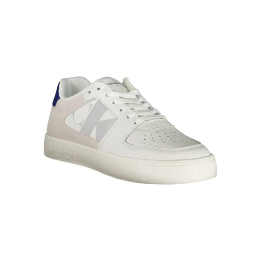Calvin Klein White Leather Mens Sneaker Calvin Klein Light Gray