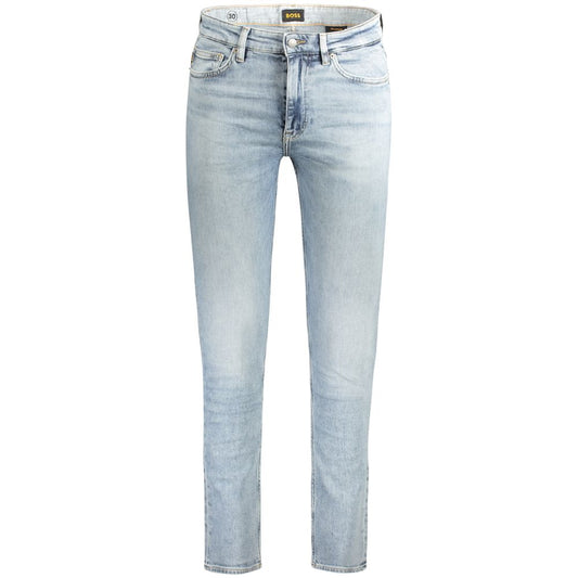 Hugo Boss Light Blue Cotton Jeans & Pant Hugo Boss Gray