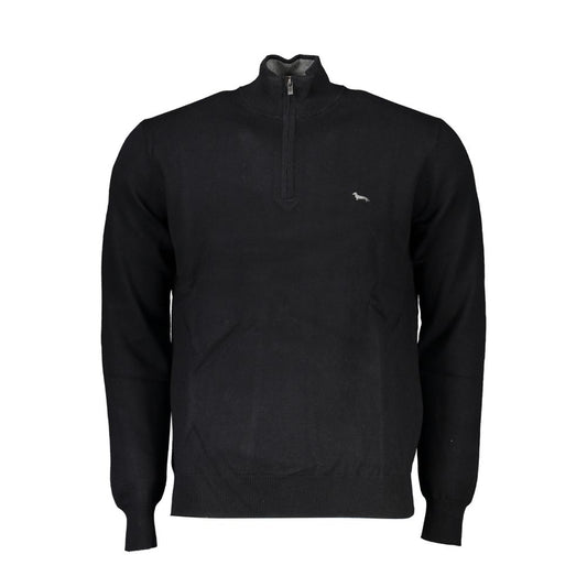 Harmont & Blaine black half-zip sweater with embroidered logo, showcasing elegant design and luxurious comfort for sophisticated style.
