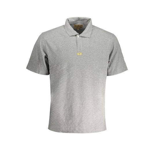 La Martina Gray Cotton Men Polo Shirt La Martina Dark Gray