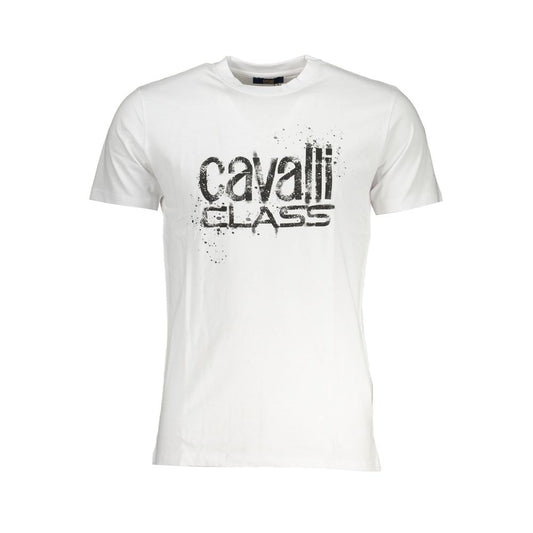 Cavalli Class White Cotton T-Shirt Cavalli Class Lavender