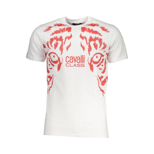 Cavalli Class White Cotton T-Shirt Cavalli Class Antique White