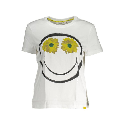 Desigual White Cotton Women Top Desigual Light Gray