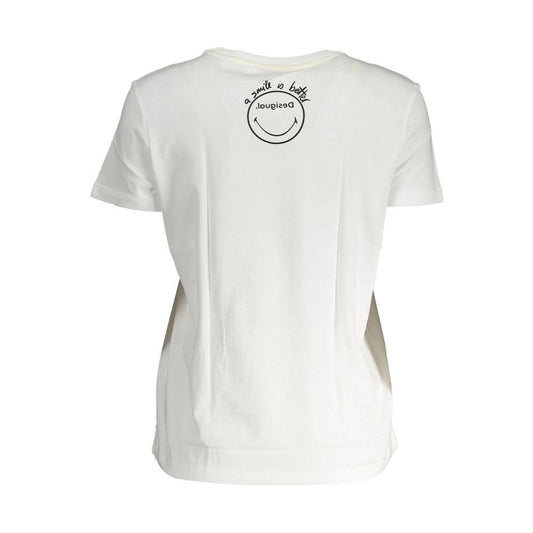 Desigual White Cotton Women Top Desigual Light Gray