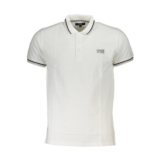 Cavalli Class White Cotton Polo Shirt Cavalli Class Light Gray