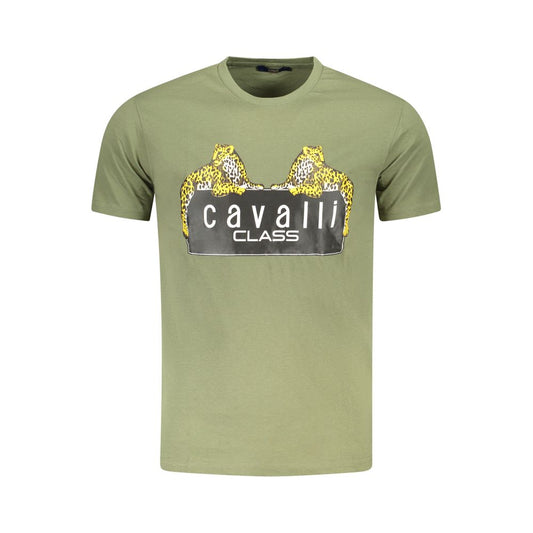 Cavalli Class Green Cotton Men T-Shirt Cavalli Class Dark Sea Green