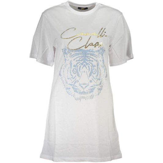 Cavalli Class White Cotton Women T-Shirt Cavalli Class Light Gray