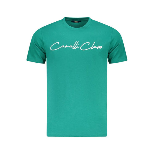 Cavalli Class Green Cotton Men T-Shirt Cavalli Class Light Sea Green