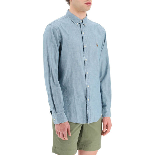 Polo Ralph Lauren slim fit shirt in stone-washed chambray Shirts Polo Ralph Lauren Dark Gray