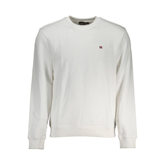 Napapijri White Cotton Men Sweater Napapijri Light Gray