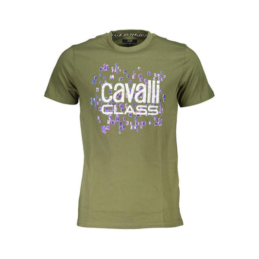 Cavalli Class Green Cotton T-Shirt Cavalli Class Dim Gray