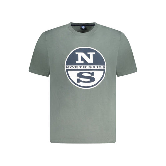 North Sails Green Cotton Men T-Shirt North Sails Light Slate Gray