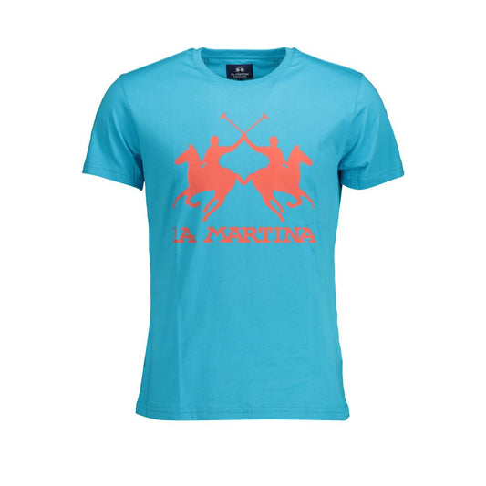La Martina Blue Cotton Men T-Shirt La Martina Medium Turquoise