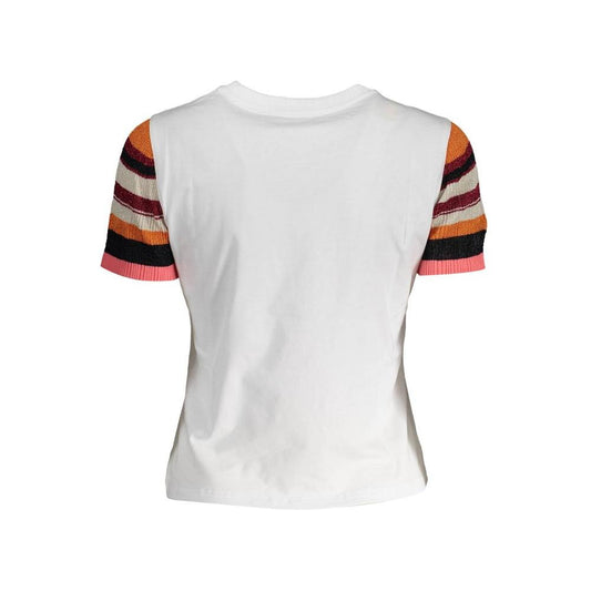 Desigual White Cotton Women T-Shirt Desigual Light Gray