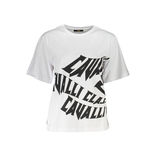 Cavalli Class White Cotton Women T-Shirt Cavalli Class Light Gray
