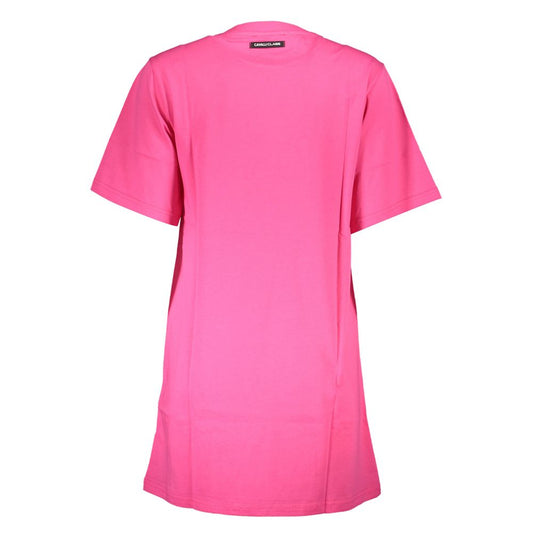 Cavalli Class Pink Cotton Women Dress Cavalli Class Hot Pink